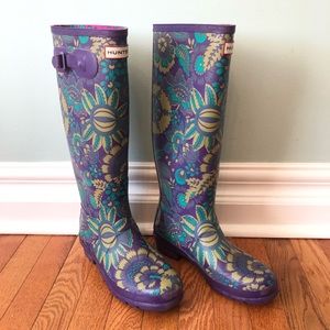 Hunter Boots Purple Floral Women’s 9